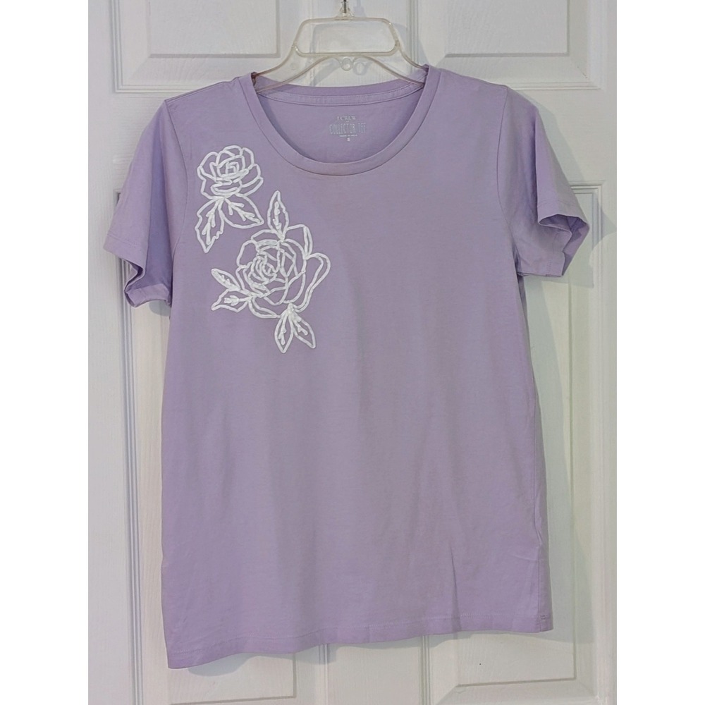 J.‎ Crew Collector Tee Lavender Purple Floral Rose Print Crew Neck Small NWT $50